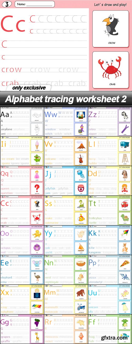 Alphabet tracing worksheet 2 - 24 EPS