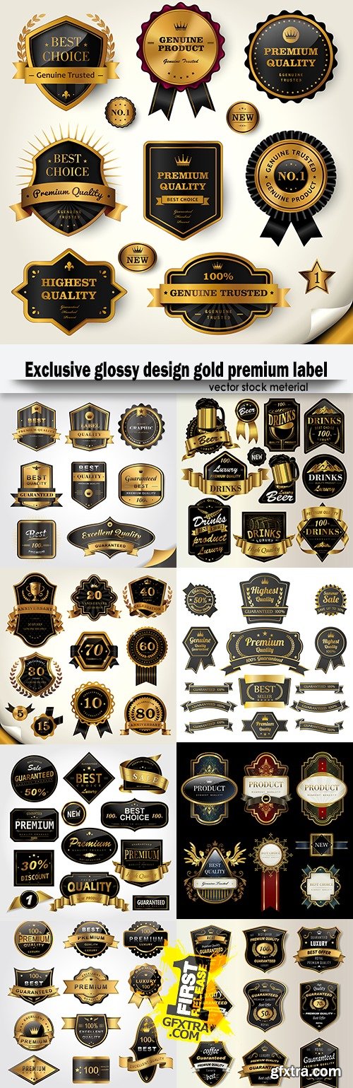 Exclusive glossy design gold premium label