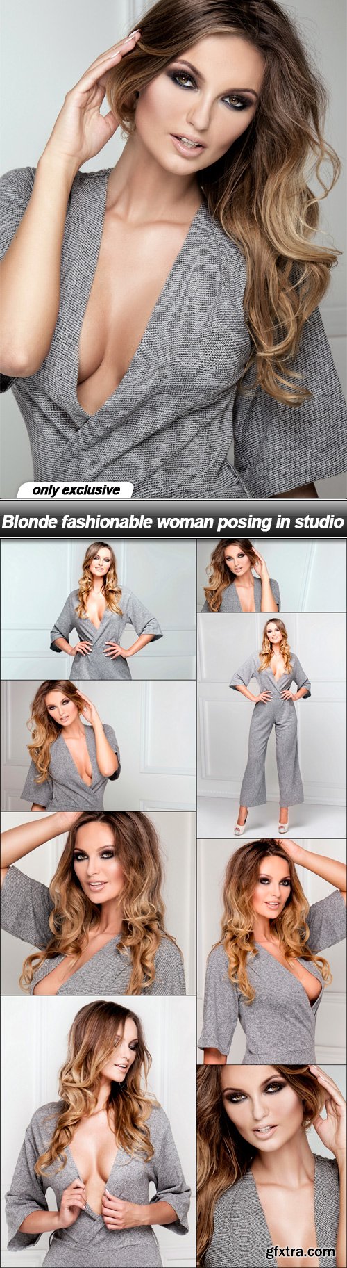 Blonde fashionable woman posing in studio - 9 UHQ JPEG