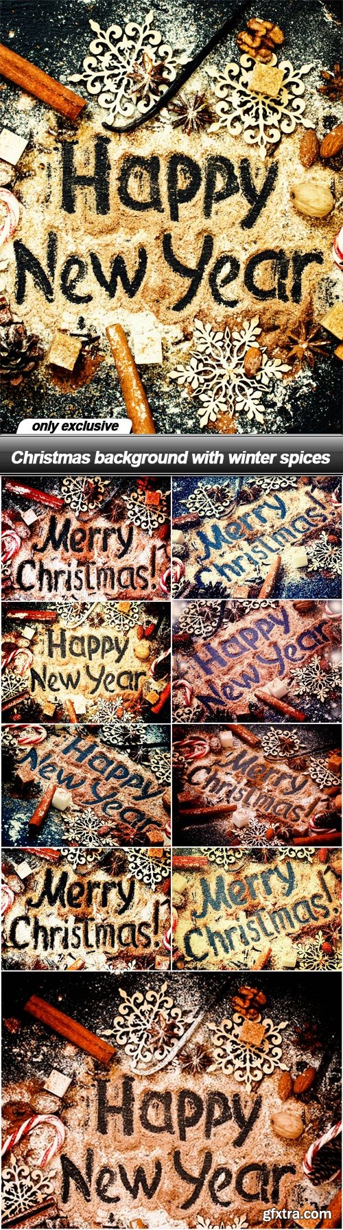 Christmas background with winter spices - 10 UHQ JPEG