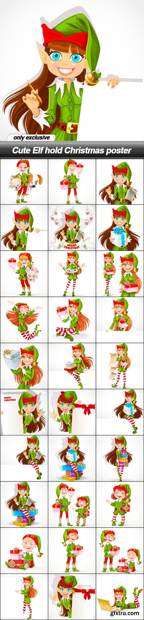 Cute Elf hold Christmas poster - 30 EPS