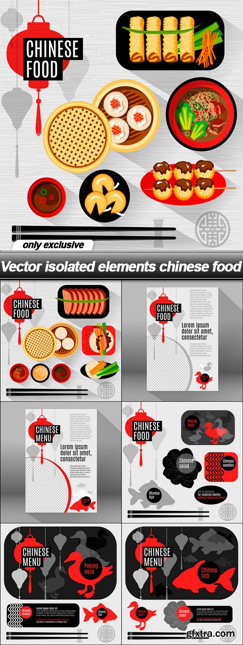 Vector isolated elements chinese food - 7 EPS