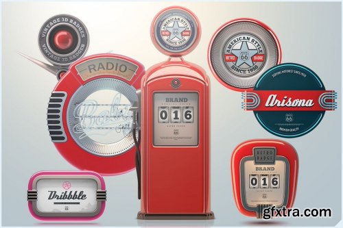 3D Retro Badges