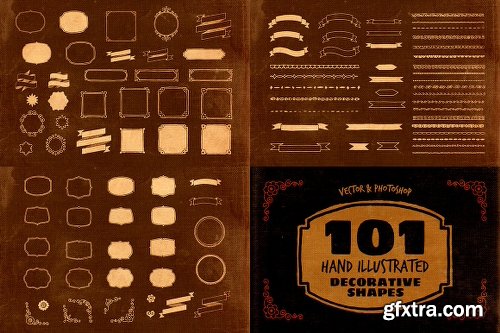 CreativeMarket 219 Hand Drawn Decorative Shapes 297645