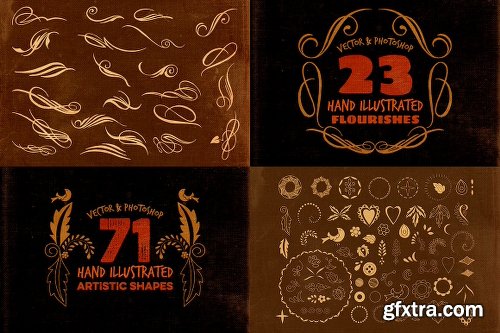 CreativeMarket 219 Hand Drawn Decorative Shapes 297645