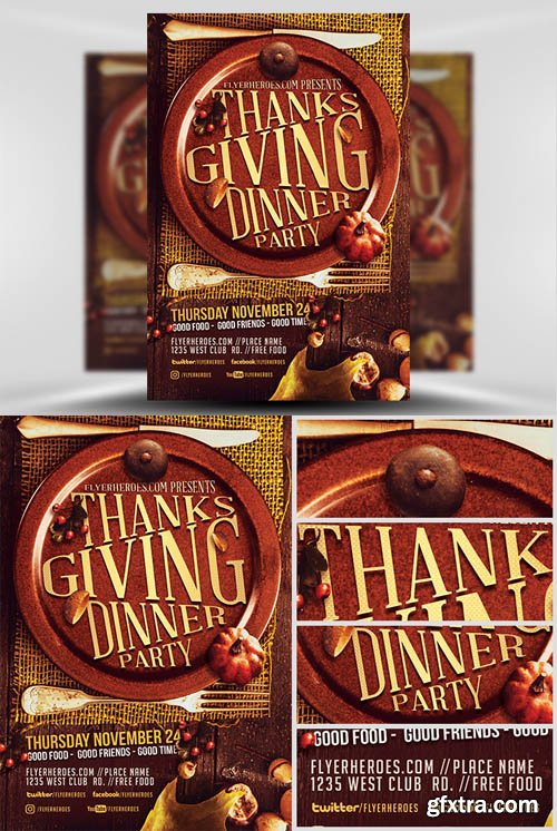 Thanksgiving Dinner Party Flyer Template