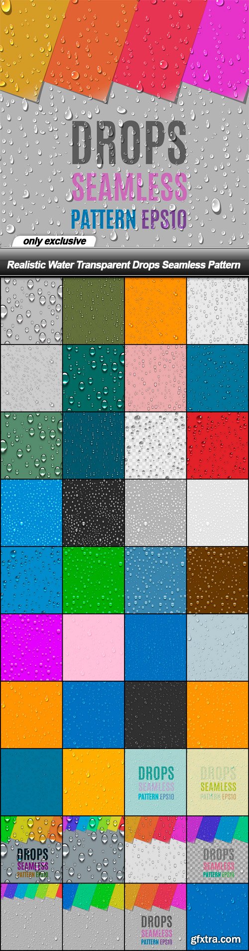 Realistic Water Transparent Drops Seamless Pattern - 40 EPS