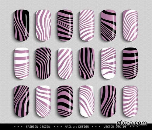 Collection nail manicure pedicure example makeup vector image 25 EPS