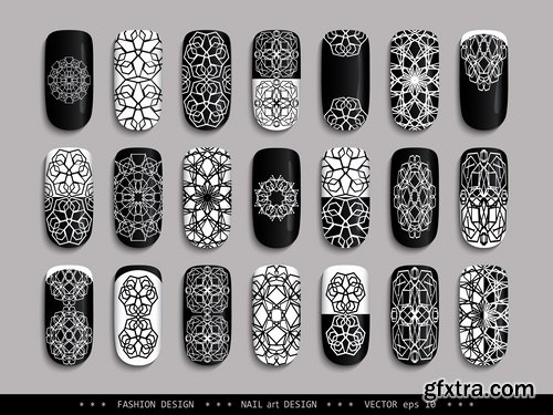 Collection nail manicure pedicure example makeup vector image 25 EPS