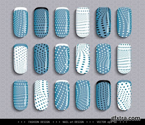 Collection nail manicure pedicure example makeup vector image 25 EPS