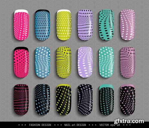 Collection nail manicure pedicure example makeup vector image 25 EPS