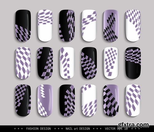 Collection nail manicure pedicure example makeup vector image 25 EPS