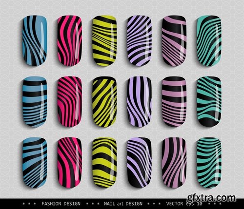 Collection nail manicure pedicure example makeup vector image 25 EPS