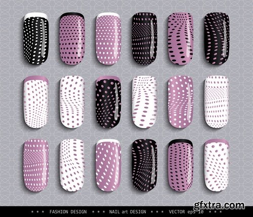 Collection nail manicure pedicure example makeup vector image 25 EPS