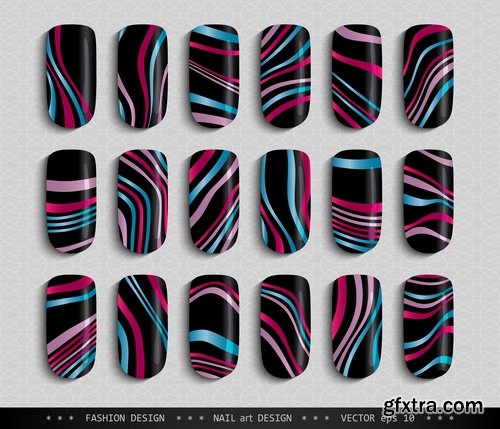 Collection nail manicure pedicure example makeup vector image 25 EPS