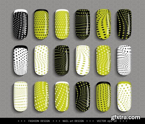 Collection nail manicure pedicure example makeup vector image 25 EPS