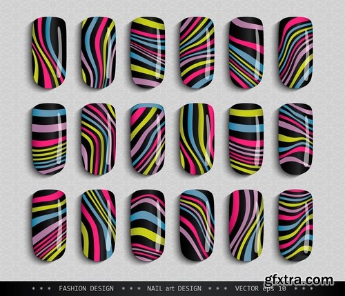 Collection nail manicure pedicure example makeup vector image 25 EPS