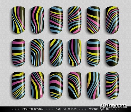 Collection nail manicure pedicure example makeup vector image 25 EPS