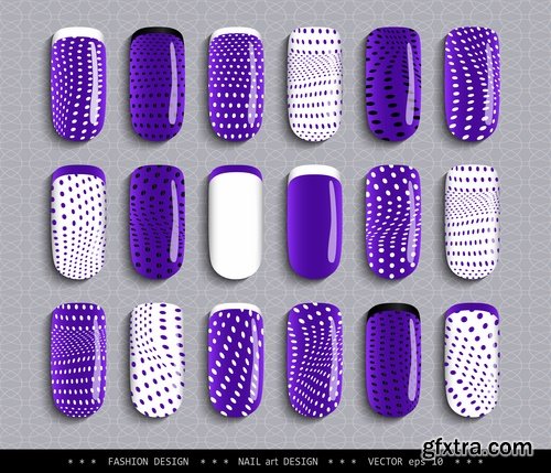 Collection nail manicure pedicure example makeup vector image 25 EPS