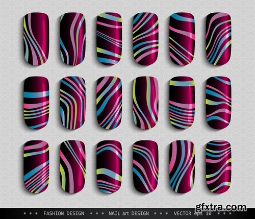 Collection nail manicure pedicure example makeup vector image 25 EPS