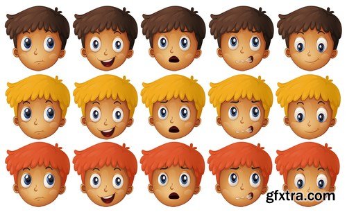 Cartoon Expressions & Emotions 3 - 20xEPS Vector Stock