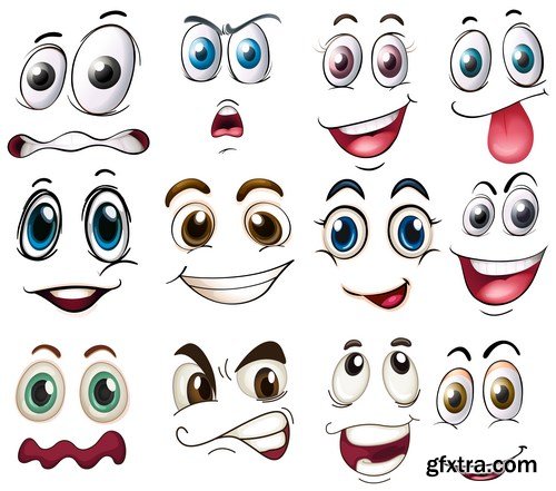 Cartoon Expressions & Emotions 3 - 20xEPS Vector Stock