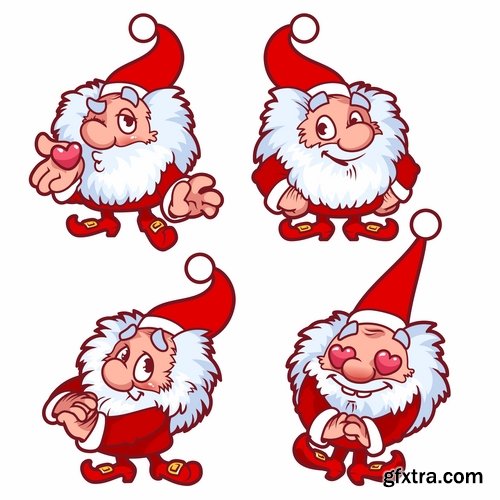 Collection of Christmas gnome troll gift Santa Claus new year 25 EPS