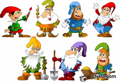 Collection of Christmas gnome troll gift Santa Claus new year 25 EPS