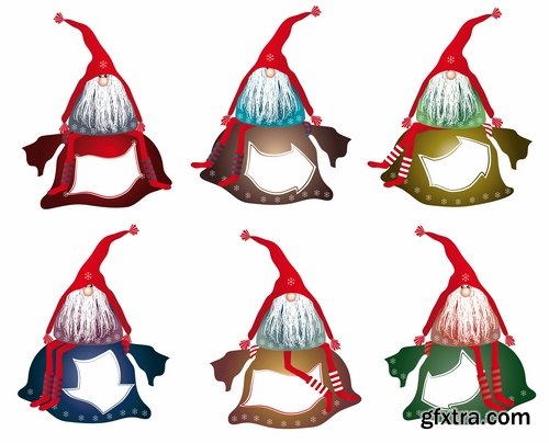 Collection of Christmas gnome troll gift Santa Claus new year 25 EPS