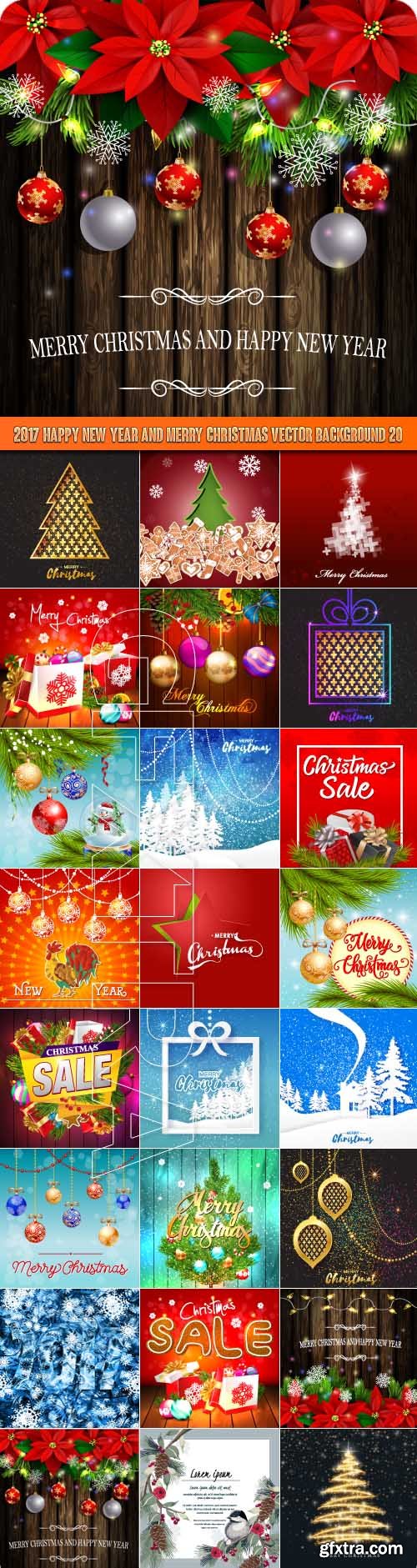 2017 Happy New Year and Merry Christmas vector background 20