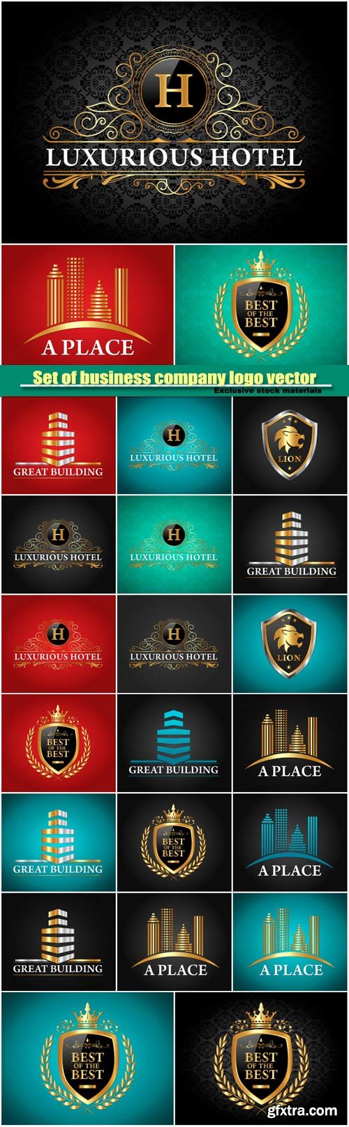 Set of golden luxurious logo vector