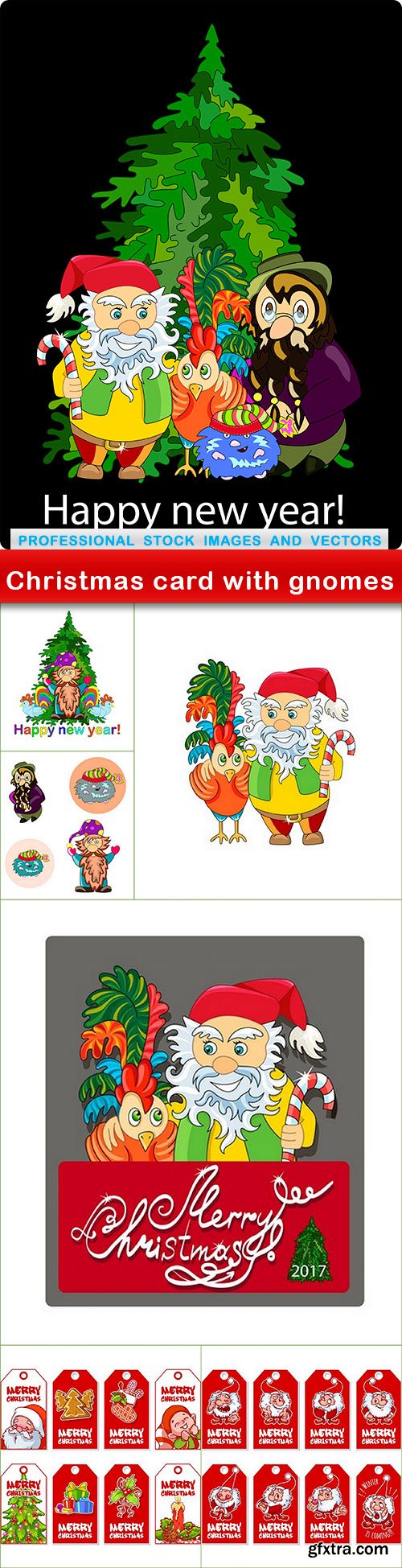 Christmas card with gnomes - 7 EPS