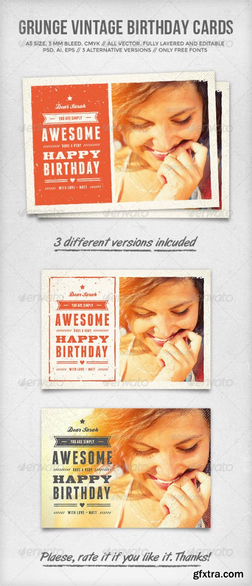 GR - Grunge Vintage Birthday Cards 6838094