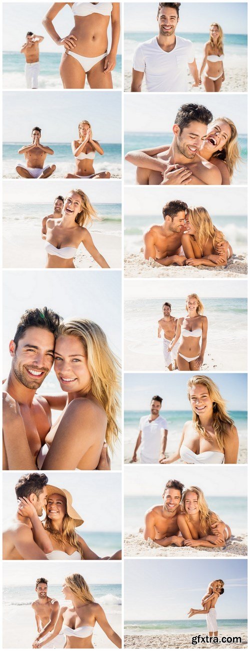 Young couple on the beach - 13xUHQ JPEG Photo Stock