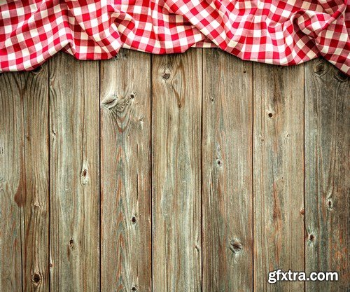 Vintage kitchen utensils on a wooden table - 20xUHQ JPEG Photo Stock