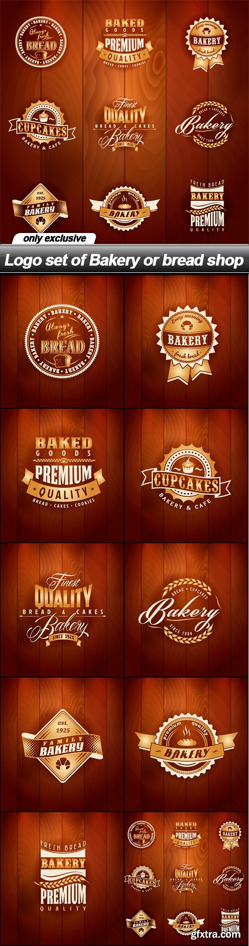 Logo set of Bakery or bread shop - 10 EPS