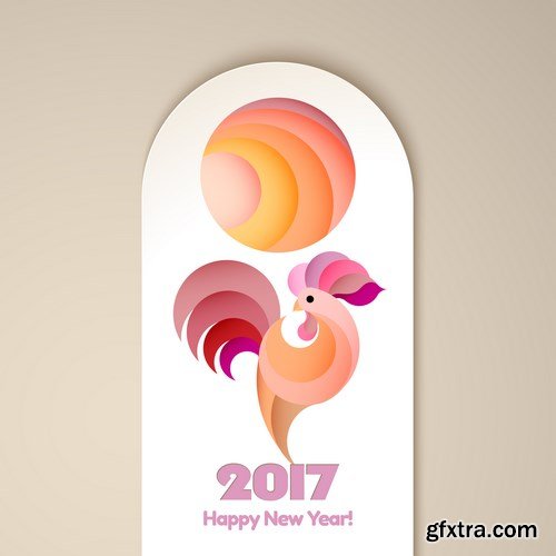 Year of Rooster Design for Banner,Gift Card - 8 EPS