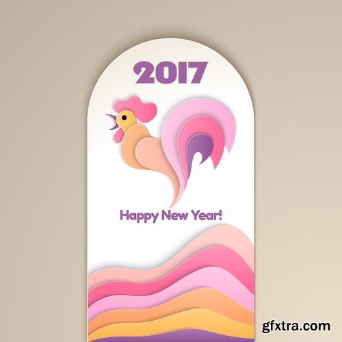 Year of Rooster Design for Banner,Gift Card - 8 EPS