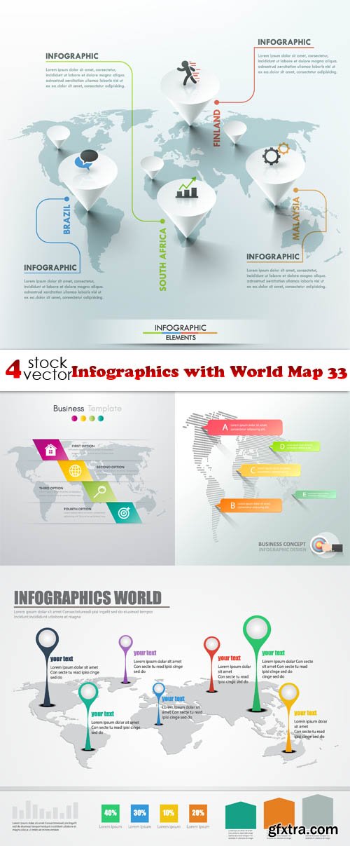 Vectors - Infographics with World Map 33