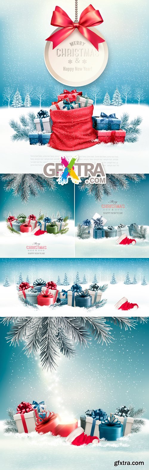 Christmas Presents Cards Vector