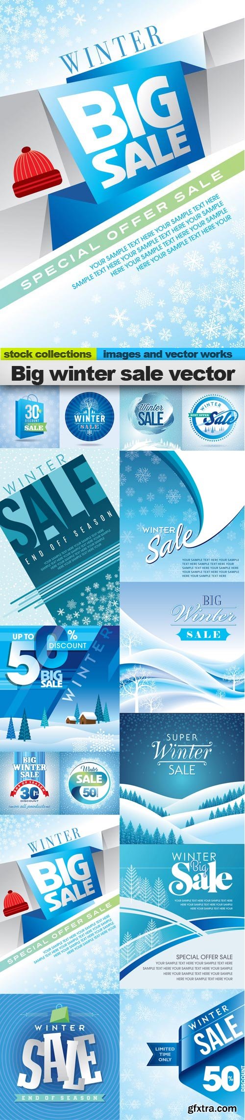 Big winter sale vector, 15 x EPS