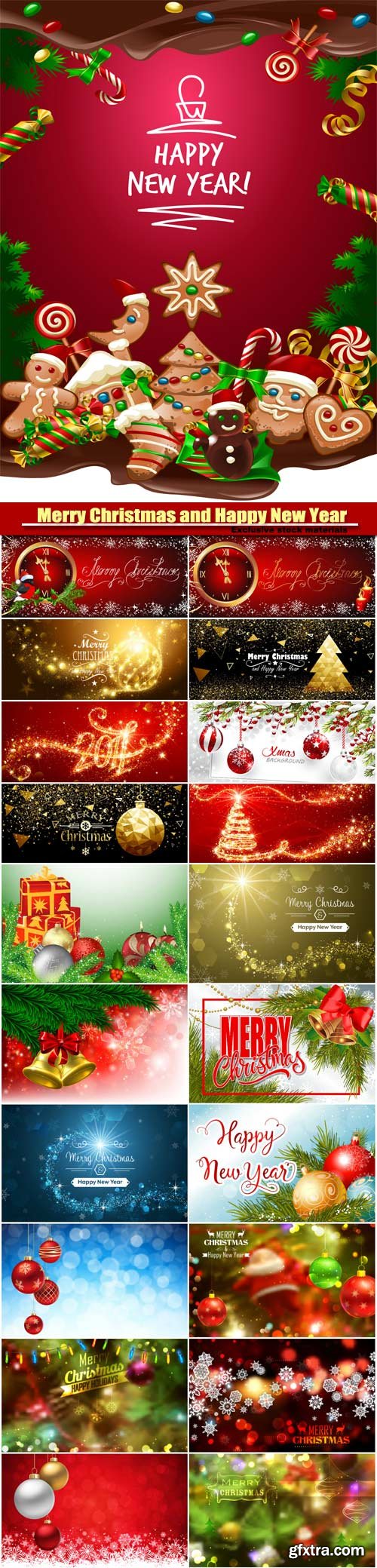 Merry Christmas and Happy New Year vector background