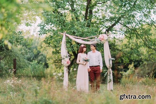 Collection of the newlyweds in the woods on the nature of the bride and groom in love wedding couple 25 HQ Jpeg