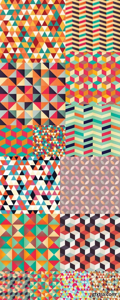 Geometric Seamless Pattern in Retro Colors