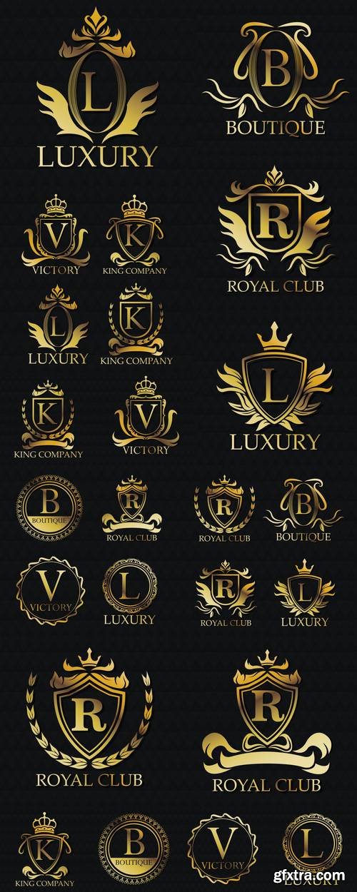 Gold Emblem Icon Set - Exclusive Rich Club Glamour and Member Theme