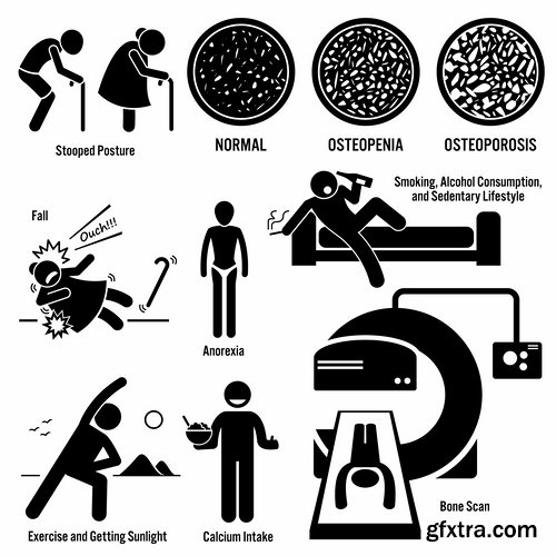 Collection of medical icons cartoon silhouette treatment infographics 25 EPS