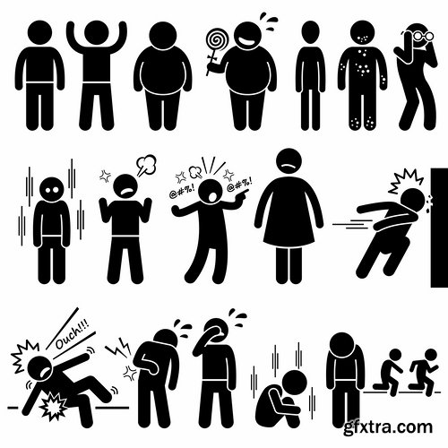 Collection of medical icons cartoon silhouette treatment infographics 25 EPS