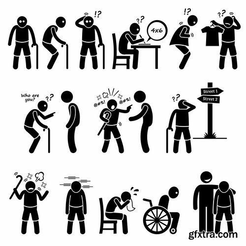 Collection of medical icons cartoon silhouette treatment infographics 25 EPS