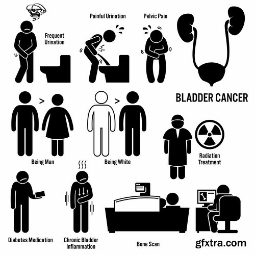 Collection of medical icons cartoon silhouette treatment infographics 25 EPS