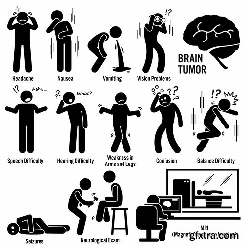 Collection of medical icons cartoon silhouette treatment infographics 25 EPS